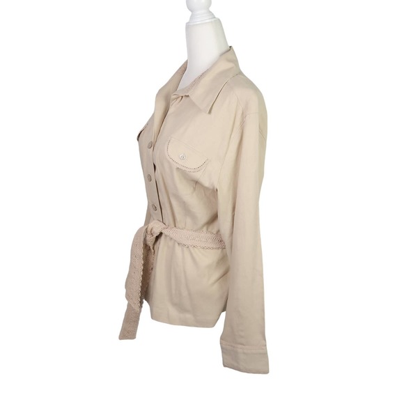 Vintage Erika khaki tan linen blend button front shirt Medium - Picture 3 of 5